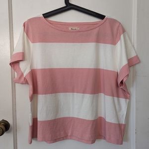 Madewell L Pink stripe setlist boxy top